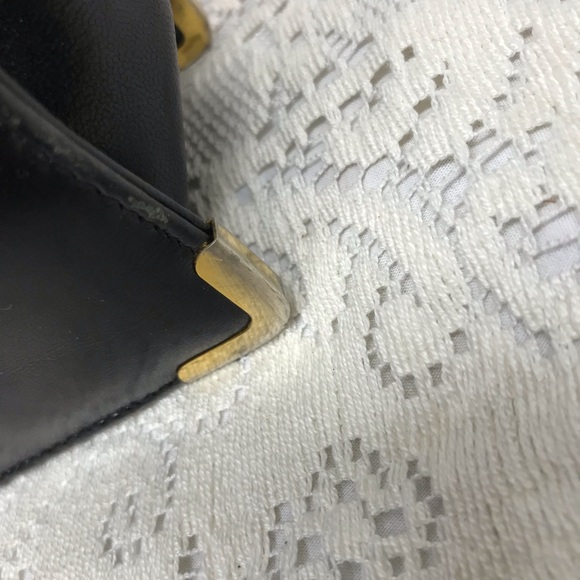 Vintage Koret black leather handbag red lining AMAZING - Picture 3 of 14